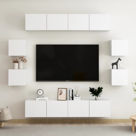 Ensemble de meubles TV 8 pcs Blanc Bois d'ingénierie