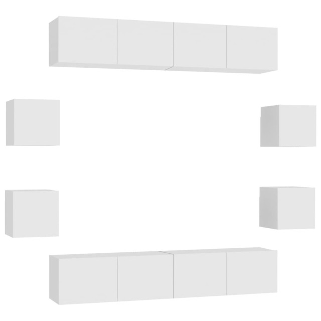 Ensemble de meubles TV 8 pcs Blanc Bois d'ingénierie