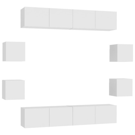 Ensemble de meubles TV 8 pcs Blanc Bois d'ingénierie