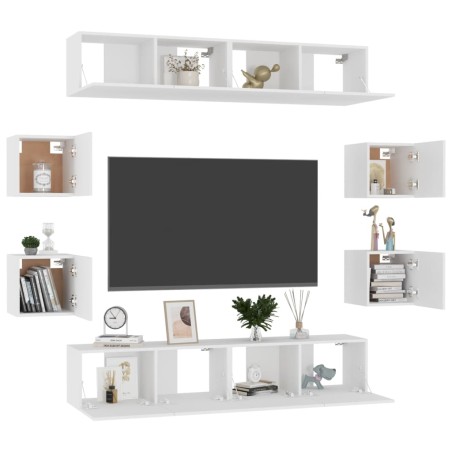Ensemble de meubles TV 8 pcs Blanc Bois d'ingénierie