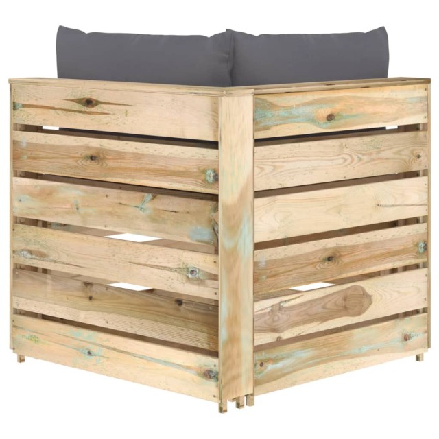 Canapé d'angle sectionnel avec coussins Bois imprégné de vert