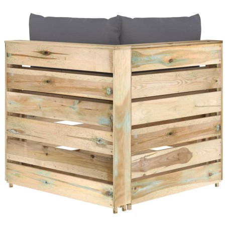 Canapé d'angle sectionnel avec coussins Bois imprégné de vert