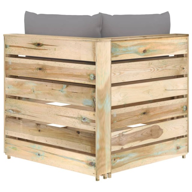 Canapé d'angle sectionnel avec coussins Bois imprégné de vert