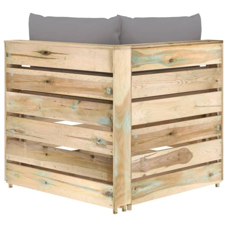 Canapé d'angle sectionnel avec coussins Bois imprégné de vert