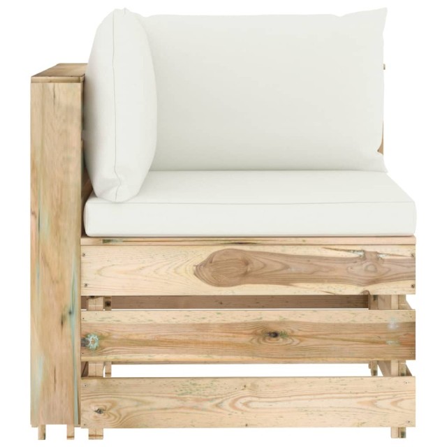 Canapé d'angle sectionnel avec coussins Bois imprégné de vert