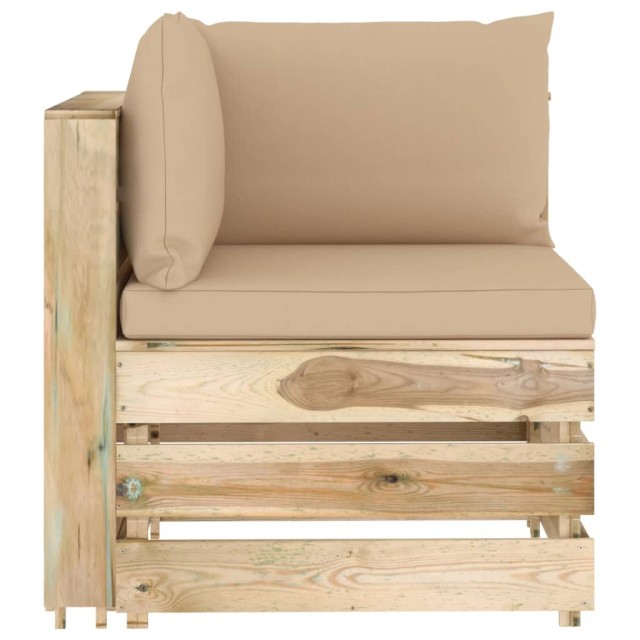 Canapé d'angle sectionnel avec coussins Bois imprégné de vert