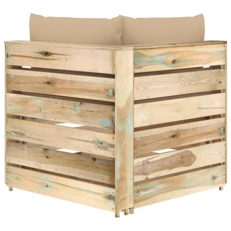 Canapé d'angle sectionnel avec coussins Bois imprégné de vert