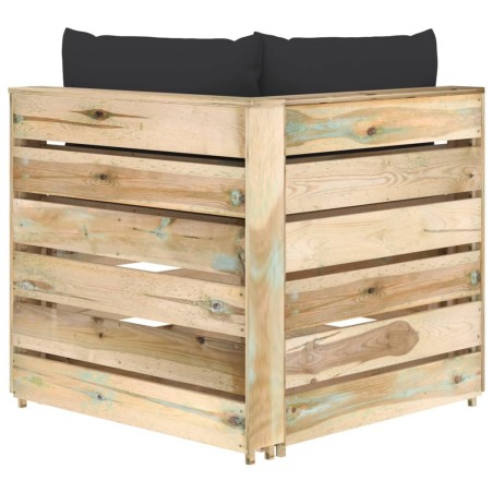 Canapé d'angle sectionnel avec coussins Bois imprégné de vert