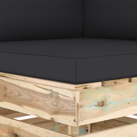 Canapé d'angle sectionnel avec coussins Bois imprégné de vert