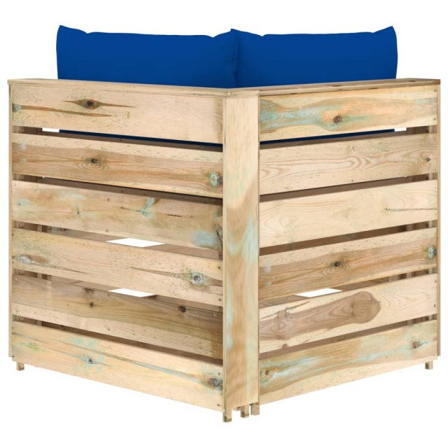 Canapé d'angle sectionnel avec coussins Bois imprégné de vert