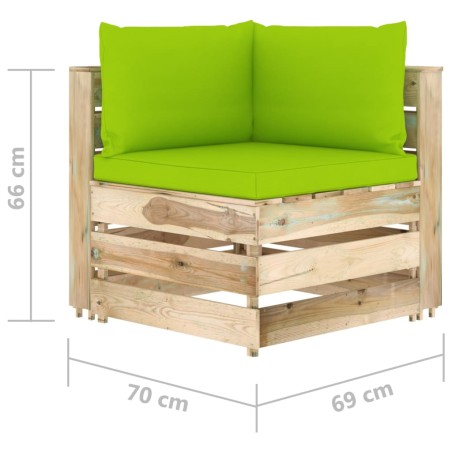 Canapé d'angle sectionnel avec coussins Bois imprégné de vert