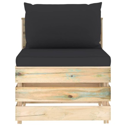 Canapé central sectionnel avec coussins Bois imprégné de vert 2