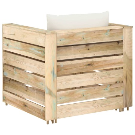 Salon de jardin 2 pcs avec coussins vert bois imprégné