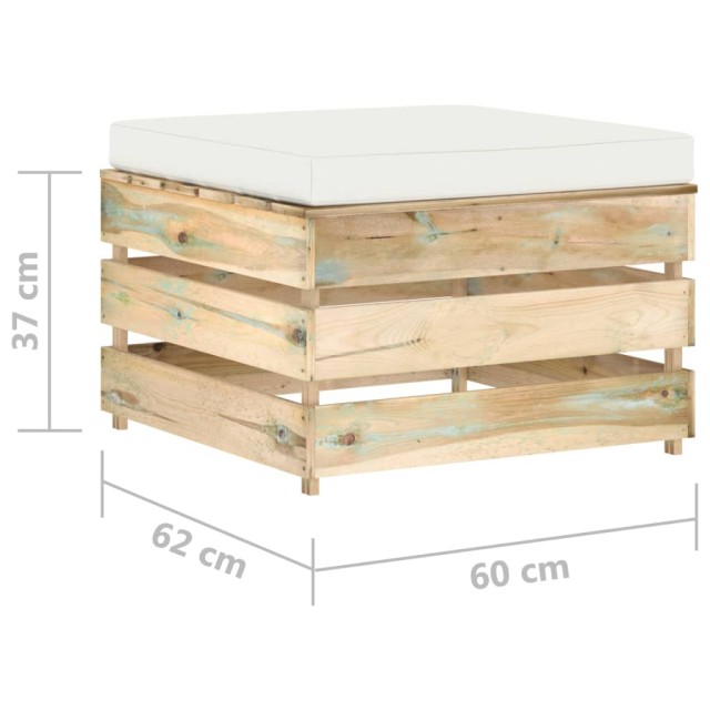 Salon de jardin 2 pcs avec coussins vert bois imprégné