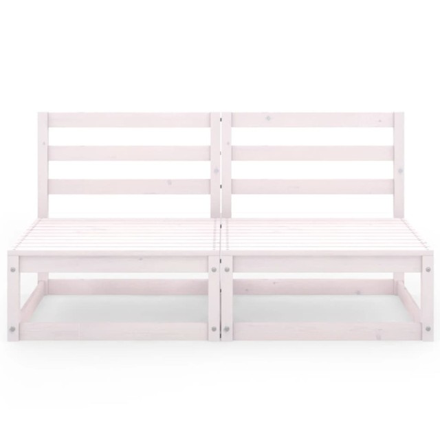 Canapé à 2 places de jardin Blanc Bois de pin solide