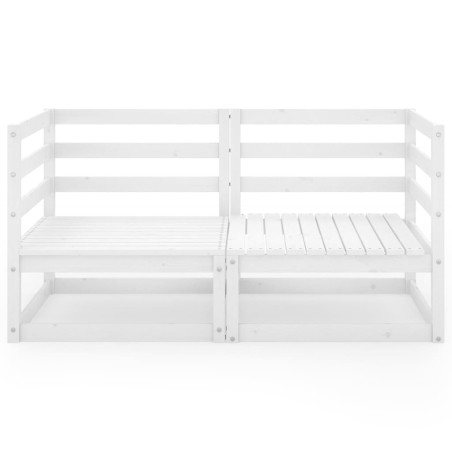 Canapé à 2 places de jardin Blanc Bois de pin solide