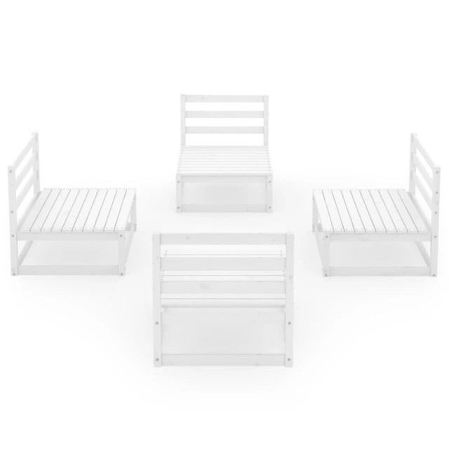 Salon de jardin 4 pcs Blanc Bois de pin massif