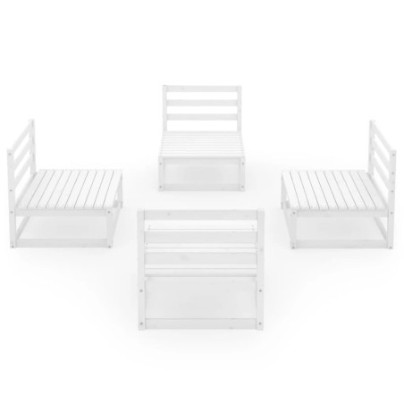 Salon de jardin 4 pcs Blanc Bois de pin massif
