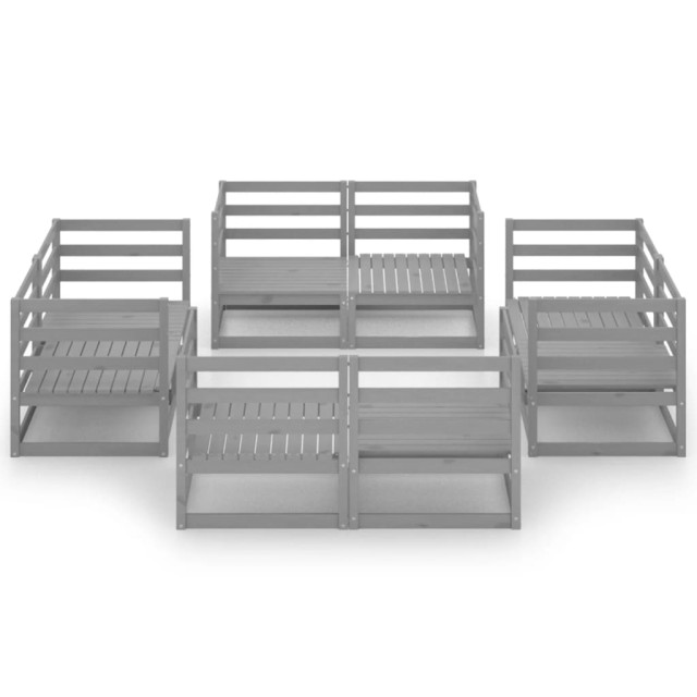 Salon de jardin 8 pcs Gris Bois de pin massif