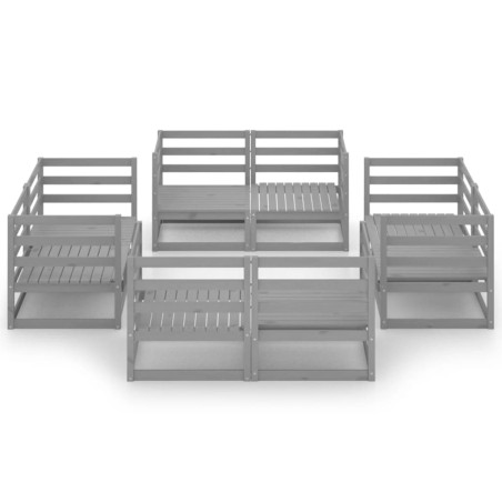Salon de jardin 8 pcs Gris Bois de pin massif