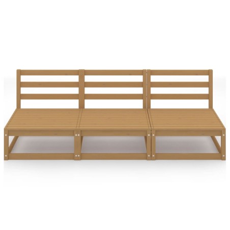 Canapé à 3 places de jardin Marron miel Bois de pin solide