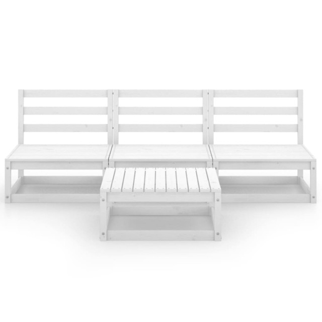 Salon de jardin 4 pcs Blanc Bois de pin massif
