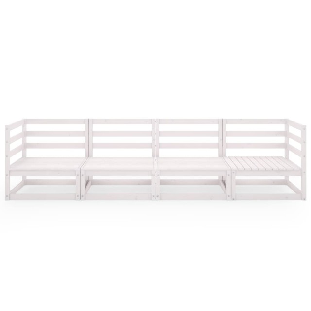 Canapé à 4 places de jardin Blanc Bois de pin solide