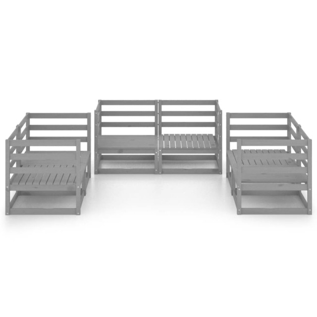 Salon de jardin 6 pcs Gris Bois de pin massif