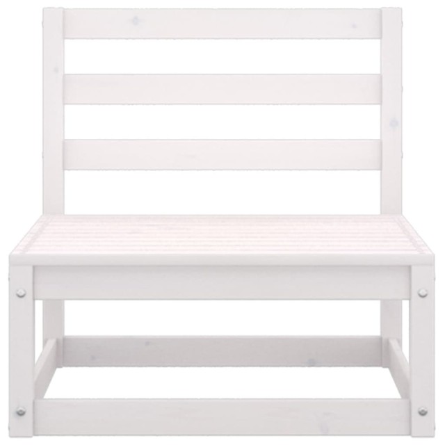 Salon de jardin 7 pcs Blanc Bois de pin massif