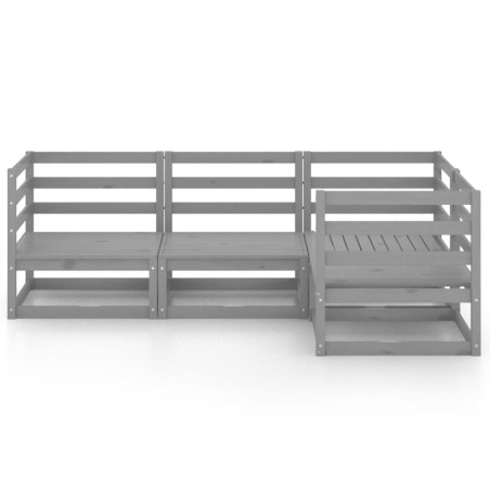 Salon de jardin 4 pcs gris bois de pin massif
