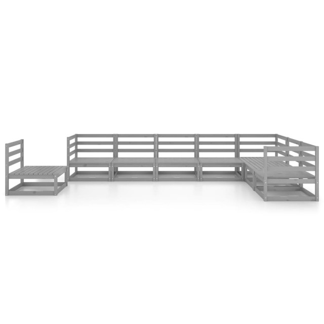Salon de jardin 8 pcs gris bois de pin massif