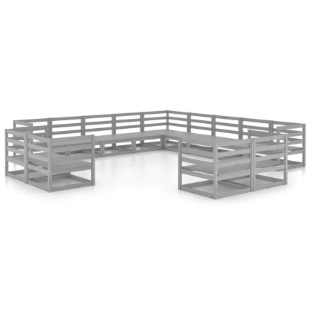 Salon de jardin 13 pcs bois de pin massif 2