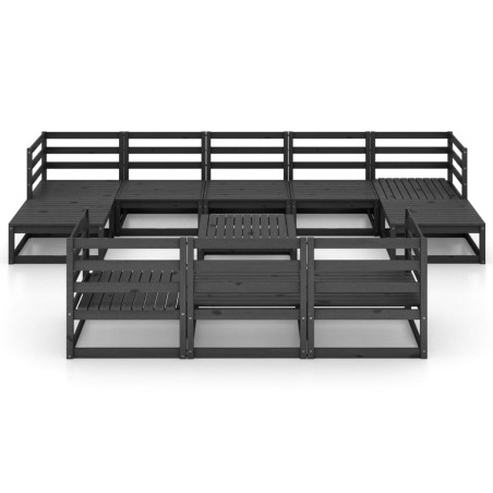 Salon de jardin 11 pcs bois de pin massif