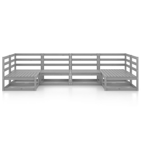 Salon de jardin 6 pcs bois de pin massif