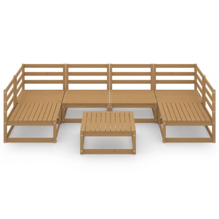 Salon de jardin 7 pcs bois de pin massif