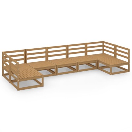 Salon de jardin 7 pcs bois de pin massif 2