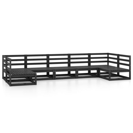 Salon de jardin 7 pcs bois de pin massif 2