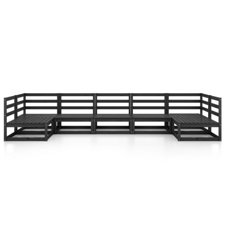 Salon de jardin 7 pcs bois de pin massif