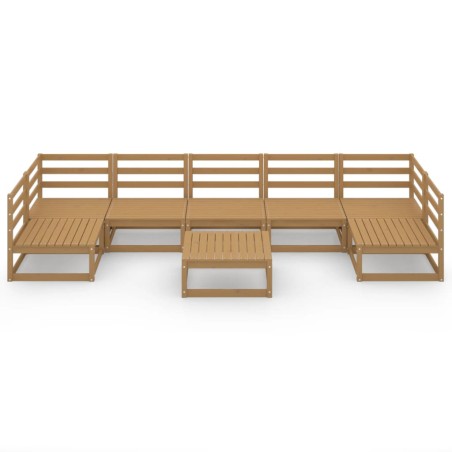 Salon de jardin 8 pcs bois de pin massif