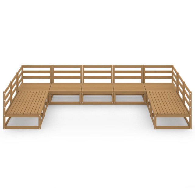 Salon de jardin 9 pcs bois de pin massif