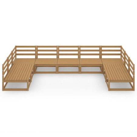 Salon de jardin 9 pcs bois de pin massif