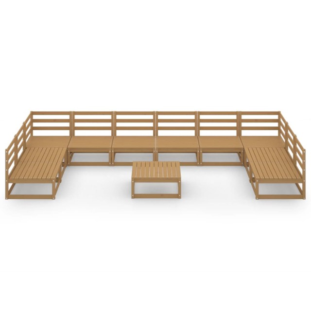 Salon de jardin 11 pcs bois de pin massif
