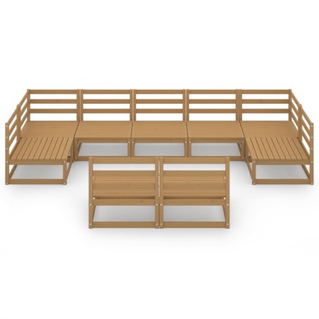 Salon de jardin 9 pcs bois de pin massif