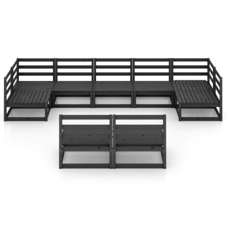 Salon de jardin 9 pcs bois de pin massif