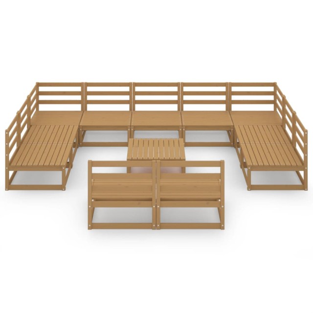 Salon de jardin 12 pcs bois de pin massif