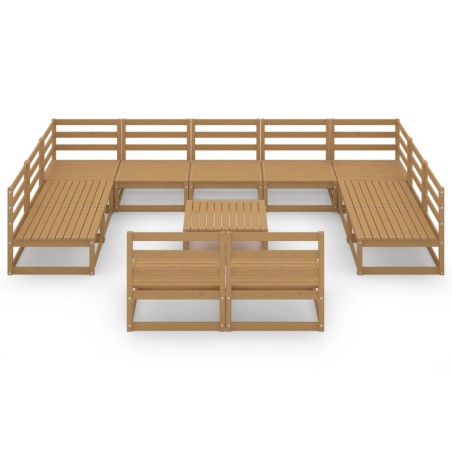 Salon de jardin 12 pcs bois de pin massif