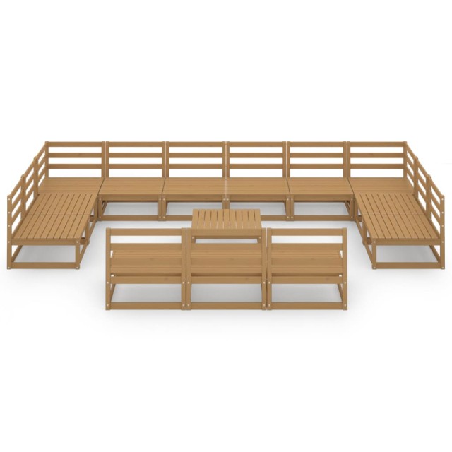 Salon de jardin 14 pcs bois de pin massif