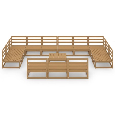 Salon de jardin 14 pcs bois de pin massif