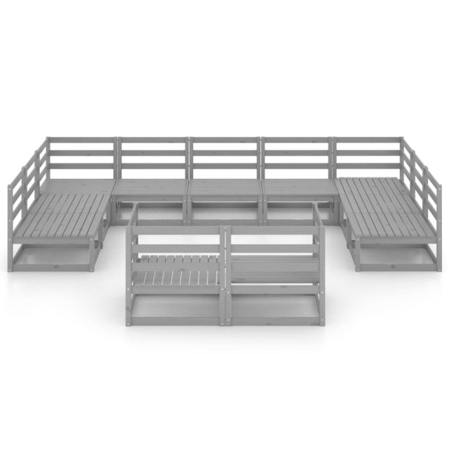 Salon de jardin 11 pcs bois de pin massif