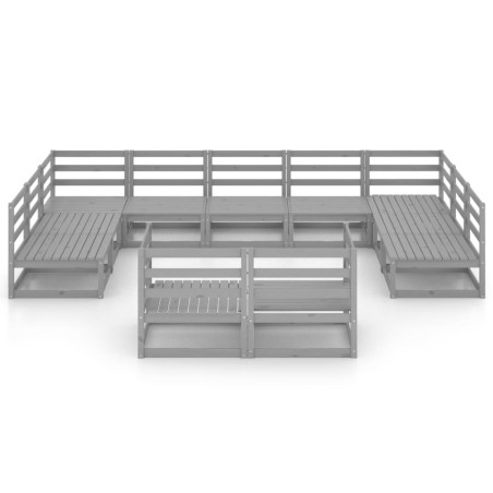 Salon de jardin 11 pcs bois de pin massif